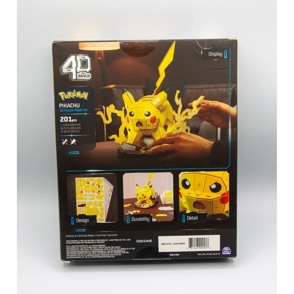 Pokémon Pikachu 4D Build 3D Puzzle Model Kit 201 Pcs Spin Master NEW.
